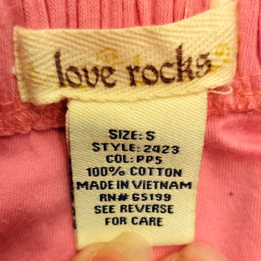 Love Rocks Cotton Pink Ruffled Top, S - Picture 6 of 6